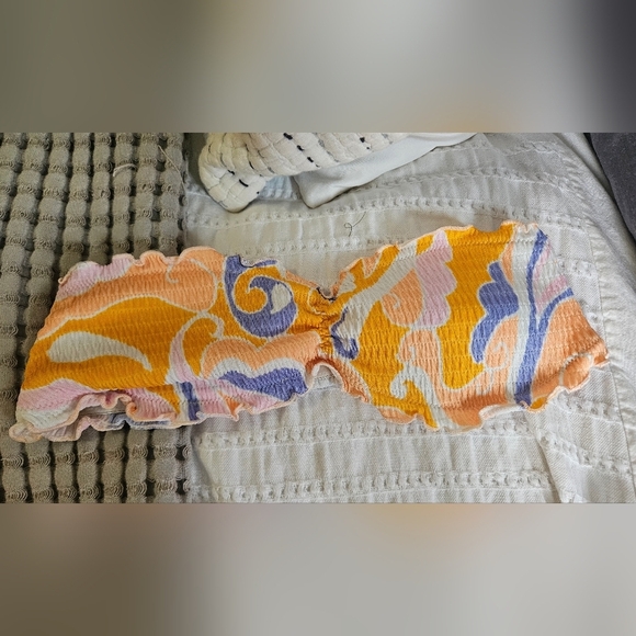 H&M That 70's Show Retro Smocked Bikini In Orange,purple,white,pink. Size S/M - Picture 7 of 10